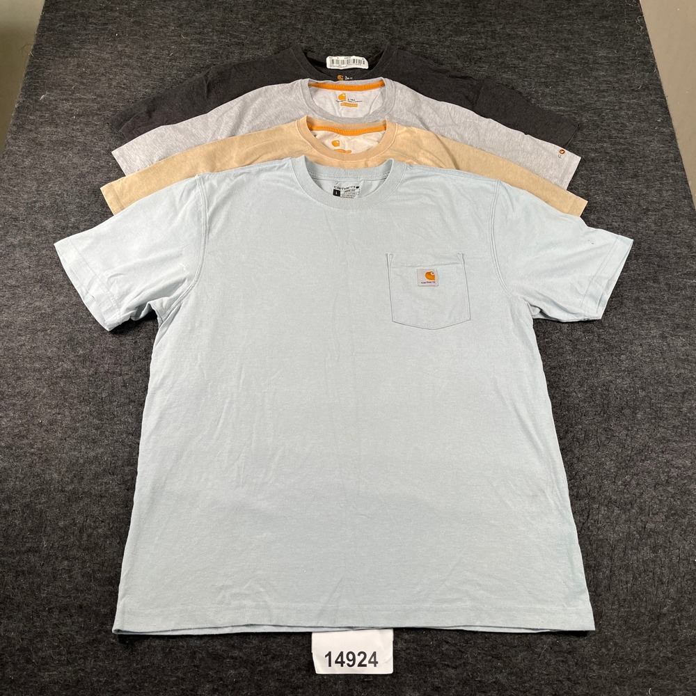 Carhartt Pocket T-Shirt Mens L Multicolor Cotton Relaxed Fit Crew Neck Lot Of 4